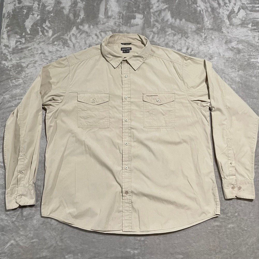 Craghoppers Shirt Mens 2XL Beige Outdoor Safari Outback Gorpcore Button Up